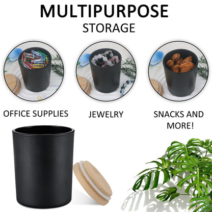 MILIVIXAY 12 Pack 7 OZ Matte Black Thick Glass Candle Jars with Lids - Bulk Empty Candle Jar for Making Candles - Spice, Powder Containers.