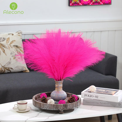 Alecono Hot Pink Pampas Grass Bundle 100pcs 4 Kinds Artificial Eucalyptus Stems Bulk