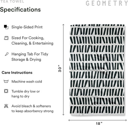 18" 30" 1 Pack GEOMETRY Kitchen Tea Towels - Quick Dry Microfiber Dish Towels for Kitchen All Lined Up, x