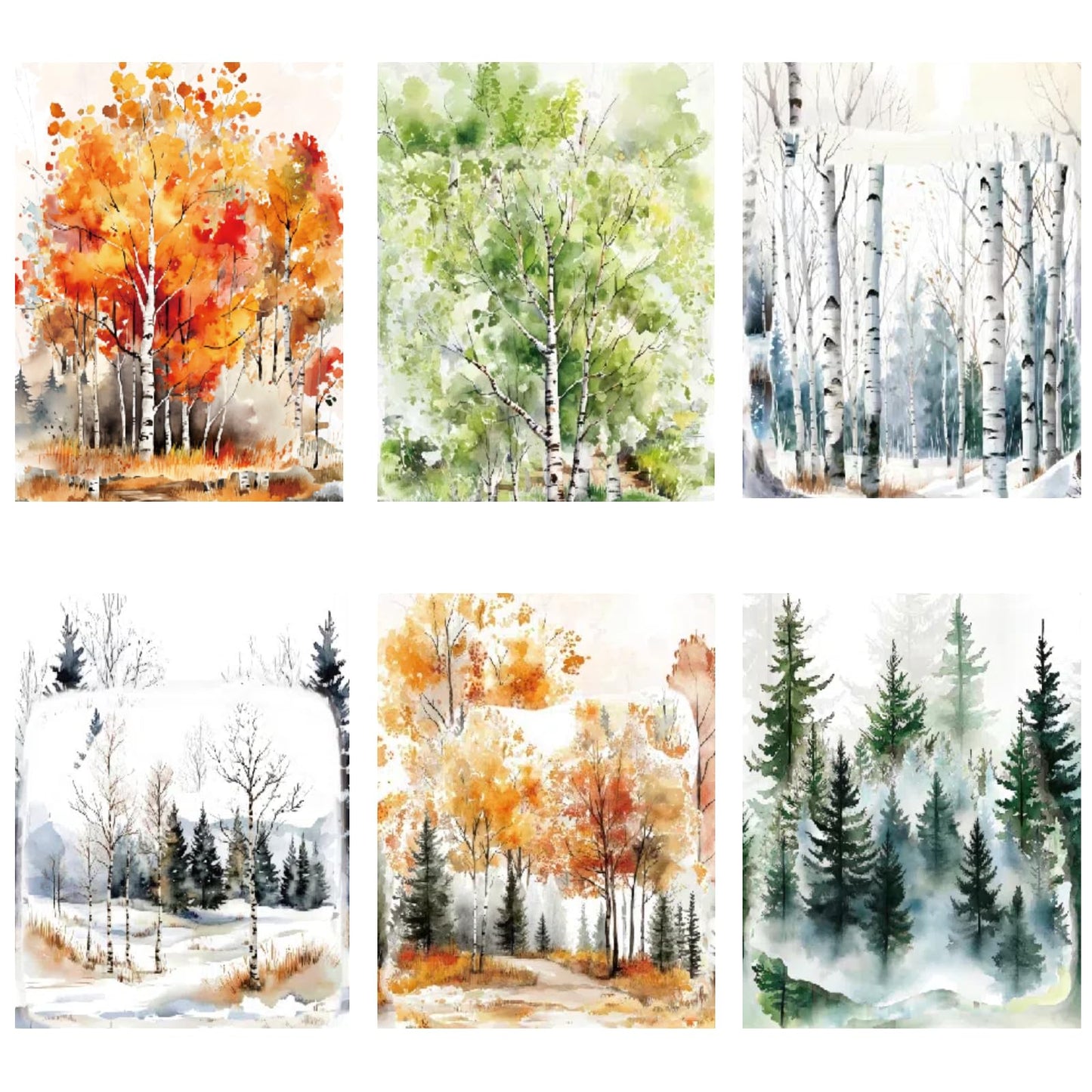 120 Pieces Botanical Tree-Themed PET Sticker, Pine Tree Forest Scenery Aesthetic Stickers for Scrapbooking, Journaling, Creative Journal Supplies and DIY Crafts