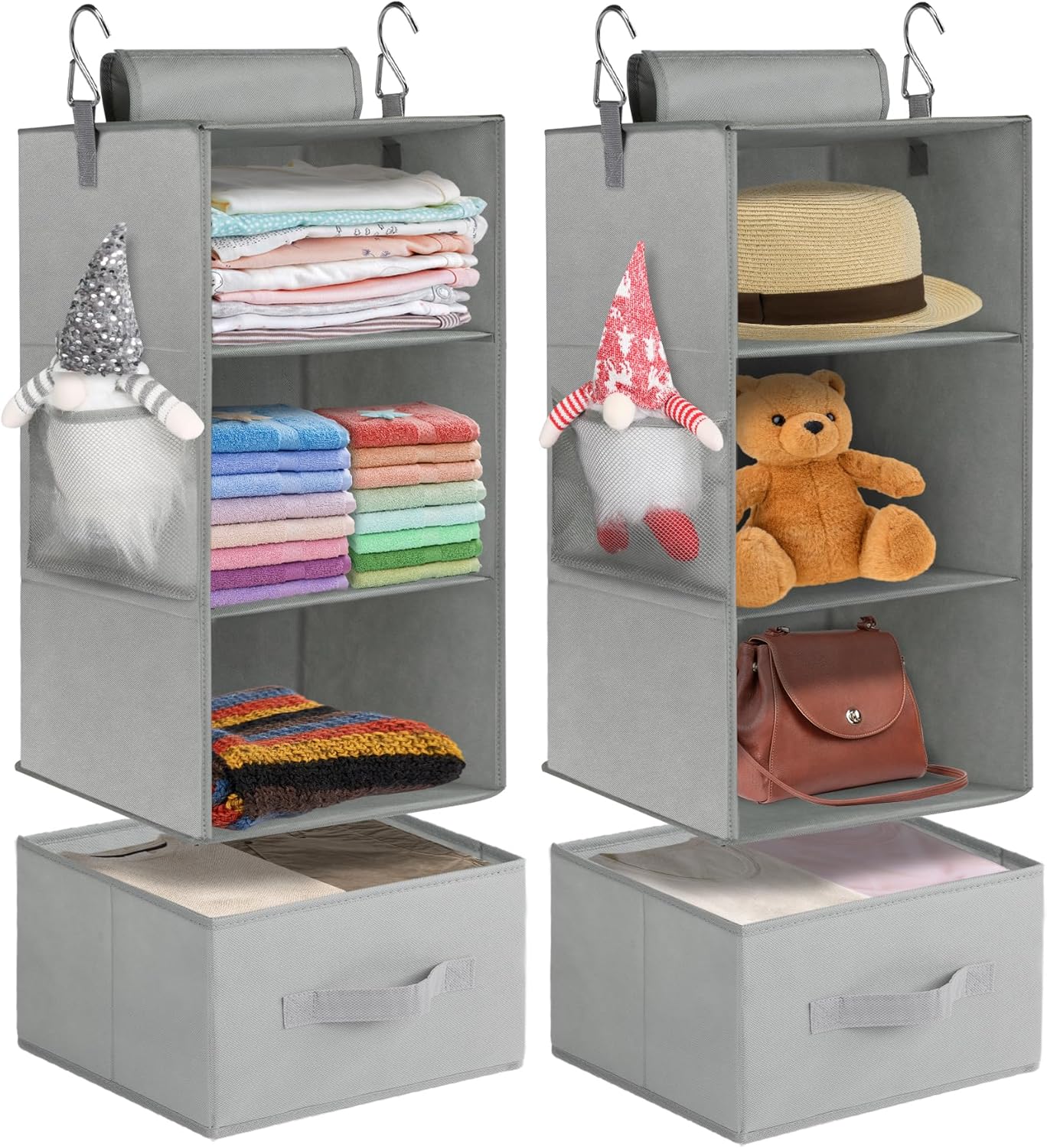 3-Shelf Closet 2 Pack Closet Closet 22.8" 11" 11" punemi Hanging Organizer, Hanging Organizer with Drawers, Foldable