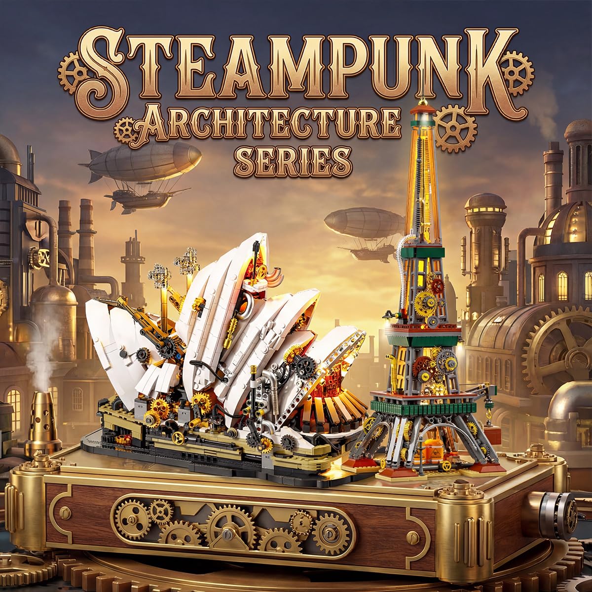 Miabrixbrix Steampunk Sydney Opera House Building Set for Adults, Detailed Architecture Model with Lights & Gears Display,Retro Modular Building Blocks, for Architecture Enthusiasts 1940pcs
