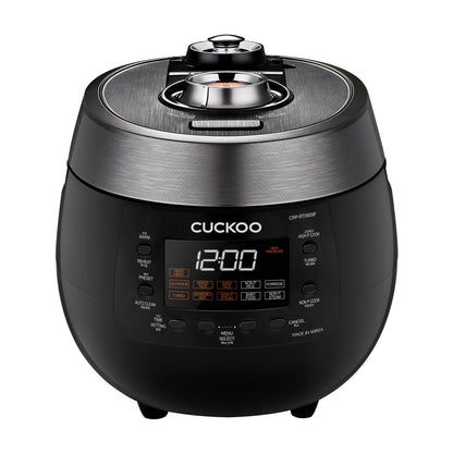 CUCKOO Twin Pressure Rice Cooker 6-Cup Uncooked / 12-Cup Cooked with Nonstick Inner Pot, Versatile Rice Maker & Warmer with 14 Menu Options, Voice Guide, Auto Clean, Black (CRP-RT0609FB)