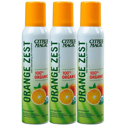Citrus Magic Organic Natural Odor Eliminating Air Freshener Spray, Orange Zest, 3-Ounce, Pack of 3