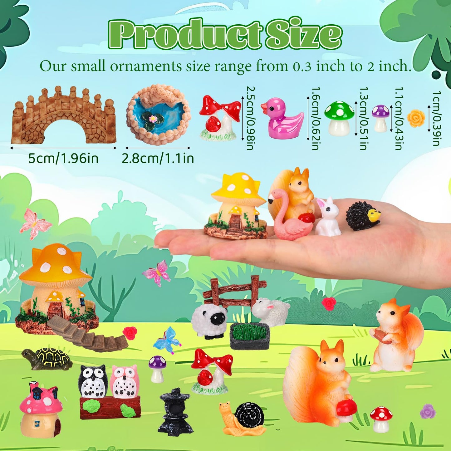 QAUYETM 160 Pcs Fairy Garden Accessories Miniature Resin Animals Tiny Fairy House Figurines Fairy Garden Ornament Kit for DIY Crafts Micro Landscape Dollhouse Mini Scene Garden Outdoor Decor