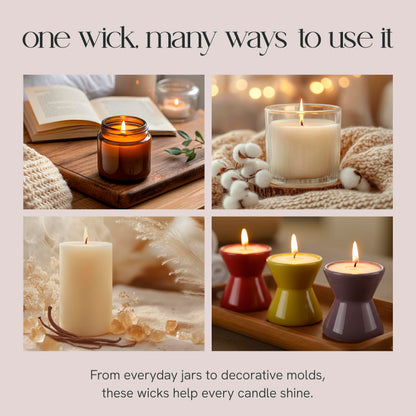 EAP Innovations Cotton Core Candle Making Wicks 6", Ideal for Votives, Pillars, and Containers, All-Fiber Wicks for Candle Making, Steady and Clean Burn, Size 34-40C, Pack of 100