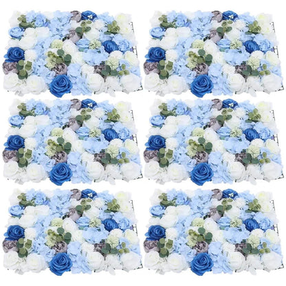 TYLPFH 6Pcs Artificial Silk Rose Flowers Wall Backdrop, Flower Panel Floral Faux Back