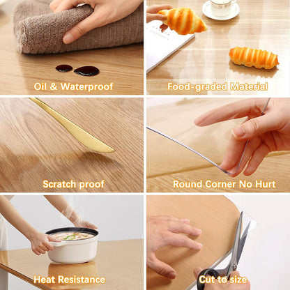 12 14 Inch Clear Table Protector X Thick Plastic Table Cover Protector Waterproof PVC Clear Tablecloth Protector Pad