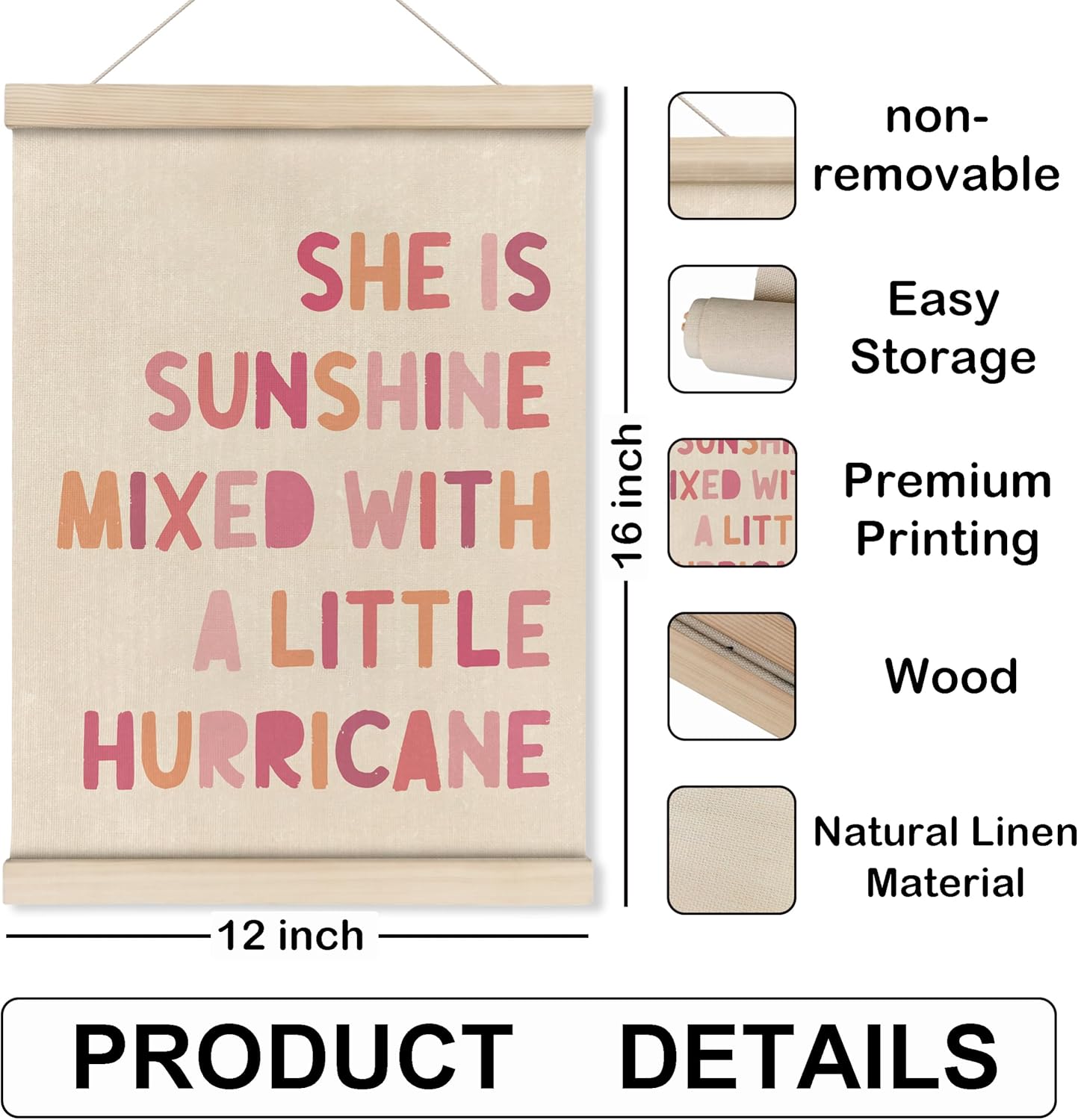 12x16 Inch HRQKO She is Sunshine Poster Hanger Frame, Pink Girls Room Wall Decor, Sunshine Nursery Posters Wall Art