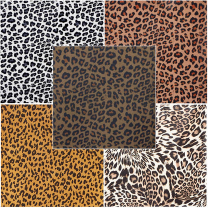 5pcs/Set Leopard Patterned Heat Transfer Vinyl, Stretchable 12" x 10" Cheetah Print HTV Vinyl Sheets for T-Shirt Decoration and DIY Craft Material