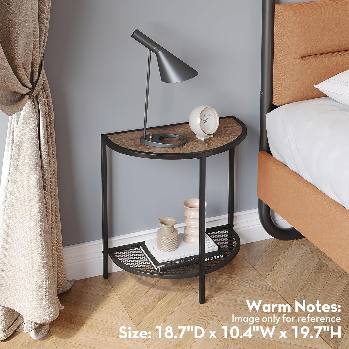 19.7'' 18.7"*10.4" 2 SAYGOER Small Side Table Half Moon Side Tables for Living Room Unique Modern Half Round Bed