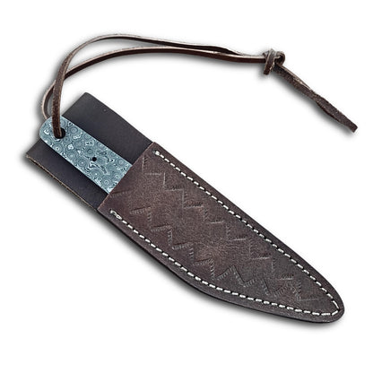 HAWK KNIVES Handmade Damascus Steel Blade Kiridashi Knife - 2.5 in Professional Woodworking, Marking, Wood Carving Tool & Leather Sheath
