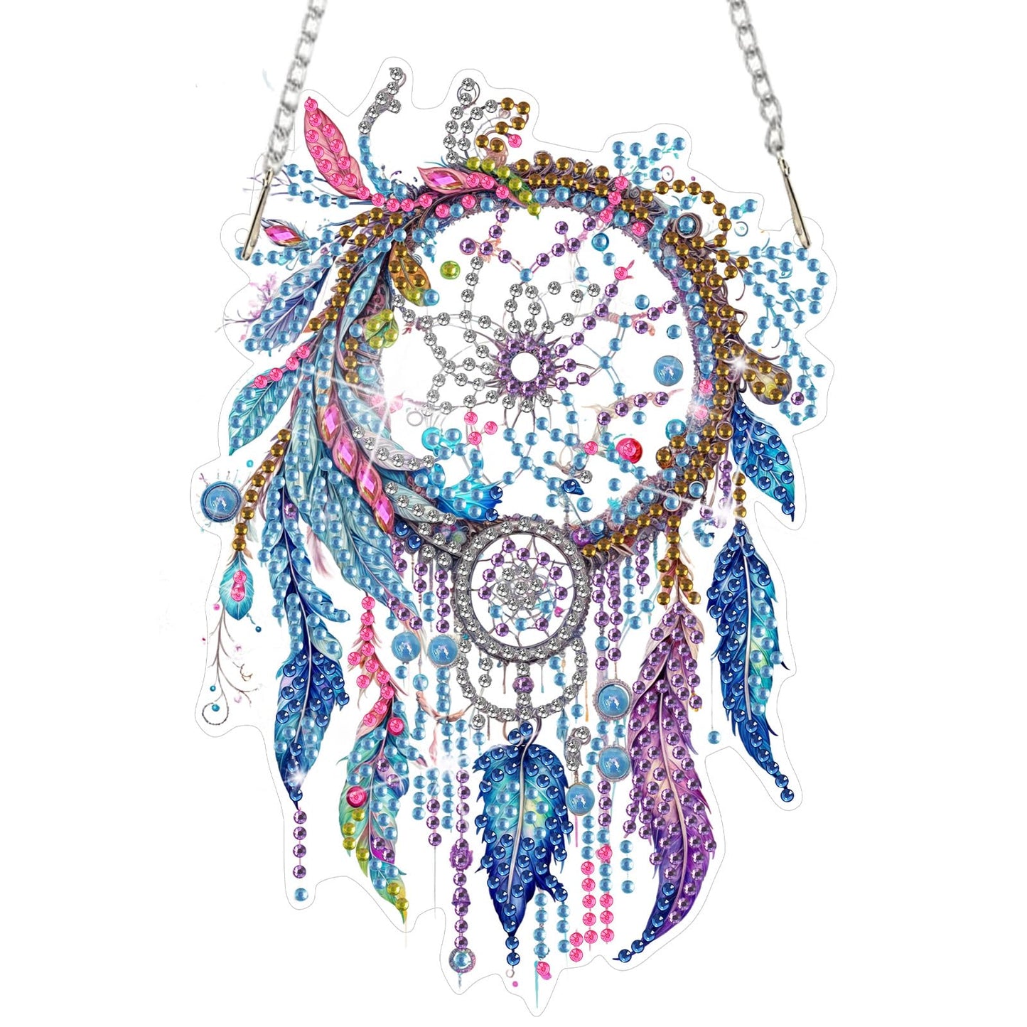 DOMROM Dream Catcher Diamond Painting Kits Hanging Pendant, 5D Special Shaped Crystal Diamond Art Window Pendant Ornament Double Sided Pattern Wall Art Hanging Sign for Beginners 5.1x7.6in