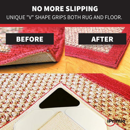 StepNGrip Rug Corner Grippers 4-Pack, Reusable Carpet Grip Pads to Hold Rugs in Place, 6.5 x 6.5 Inches