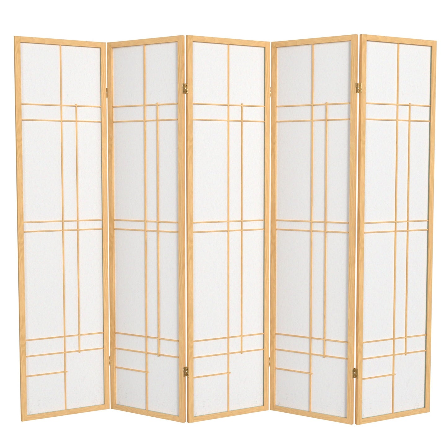 Red Lantern 6 ft. Tall Eudes Shoji Screen - Natural - 5 Panels