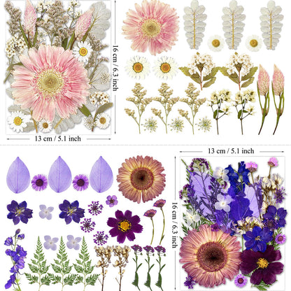 MIKIYA 98Pcs Pressed Dried Flowers for Resin Molds, Real Natural Bulk Big Dry Floral Leave for DIY Art Crafts, Epoxy Jewelry, Candle, Soap Making, Nails Decors