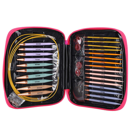 Complete 13 Piece Crochet Hook Set Stitch Markers Tapestry Needles for Sweater Making Yarn Crafts Storage Kit