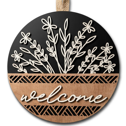 Dayeorin 3D Welcome Sign Wreaths for Front Door,House Warming Gifts New Home,Modern Farmhouse Decor Spring Wreath for Summer Fall Winter All Seasons Holiday Outdoor