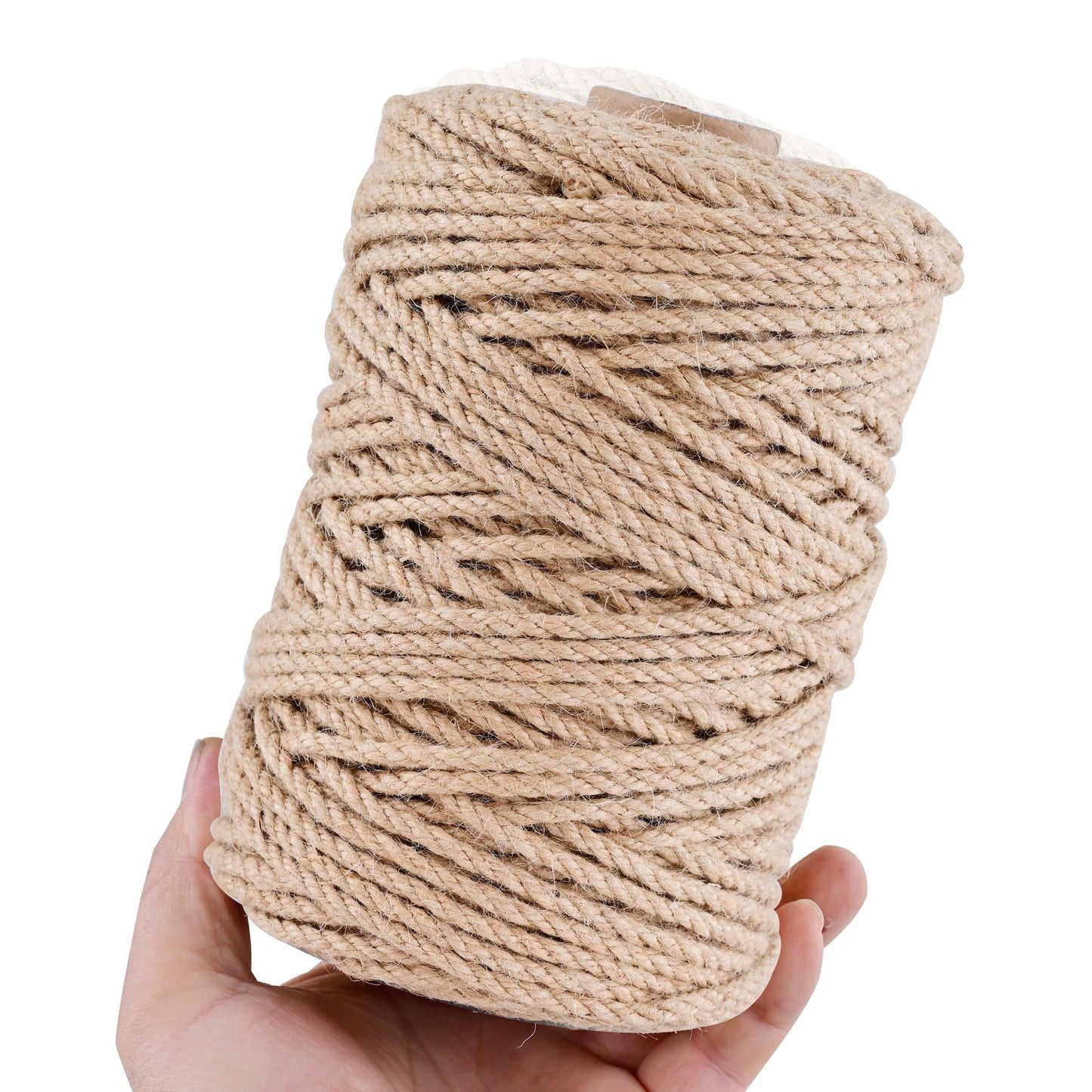 Natural Jute Twine 656ft 4mm,3Ply Twisted Thick Twine Rope Strong Jute String Roll for Crafts Gift Wrapping Gardening Home Decor Bundling Cat Scratching Post