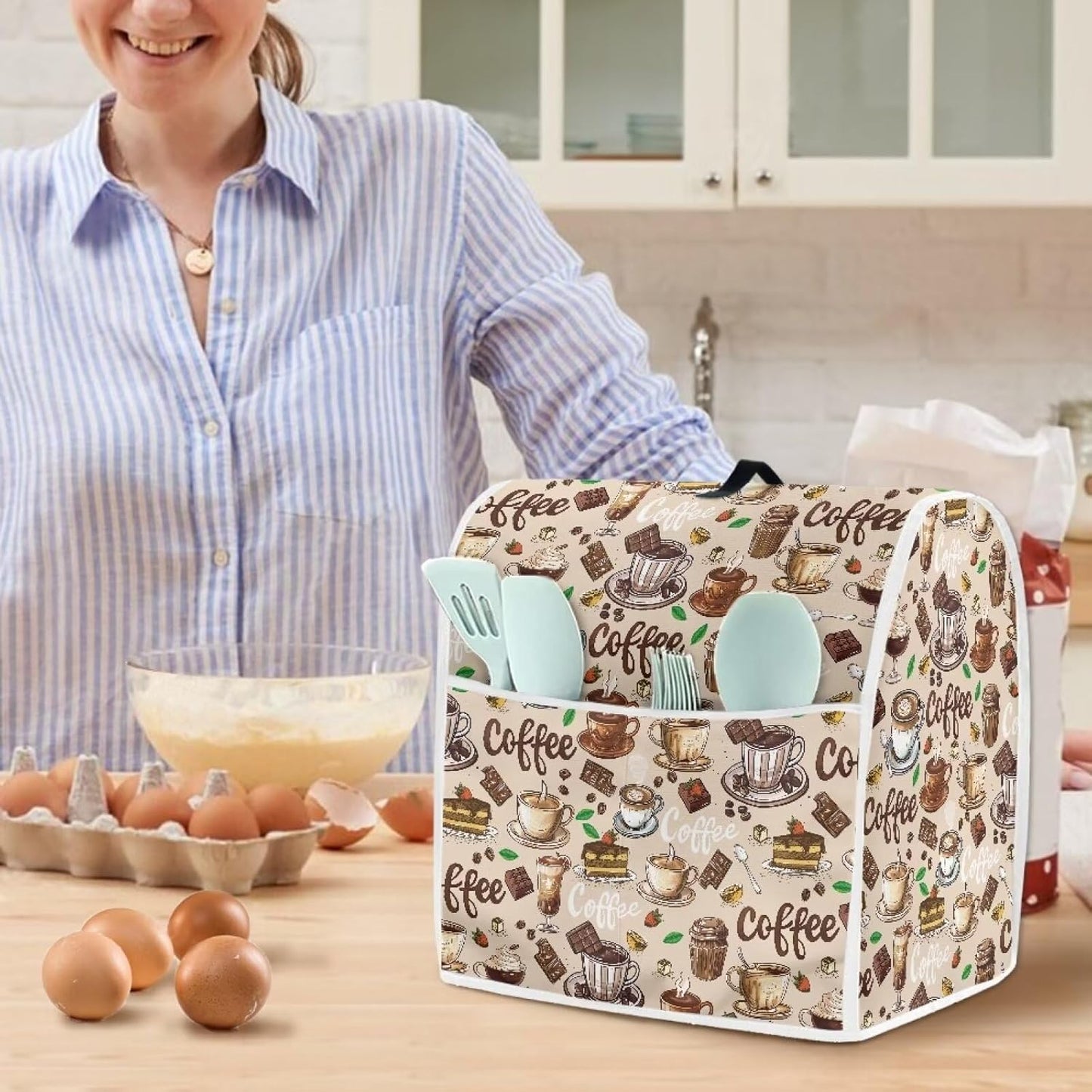 Kitchen Stand Mixer Cover - Dust Protection for 4.5-5 Qt Stand Mixer with Top Handle and Accessories Pockets