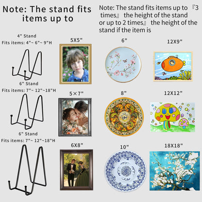 12 Pack 6"Plate Stands for Display,Metal Plate Holders Display Stands Can Be Used for Picture Stands,Book Stands for Display,Plate Display Stands,Easel,Photo Frame Stands,Plaque Stands,Desktop Stand.