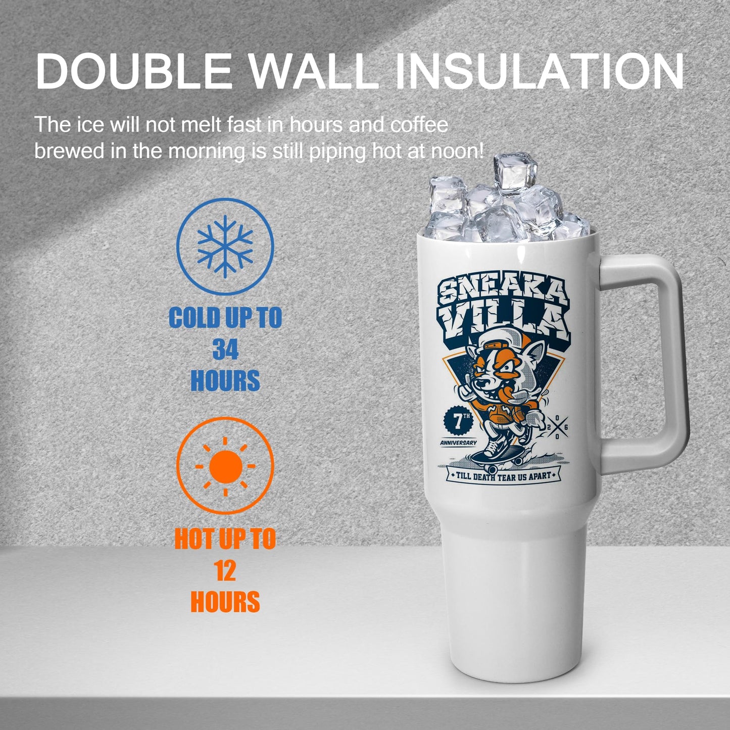 sweet grain Sublimation Tumblers 40 oz with Handle(4 Pack) - Stainless Steel Double Wall Vacuum Insulated Large Tumbler Bulk with Removable Handle and Straw - Black & White Handle