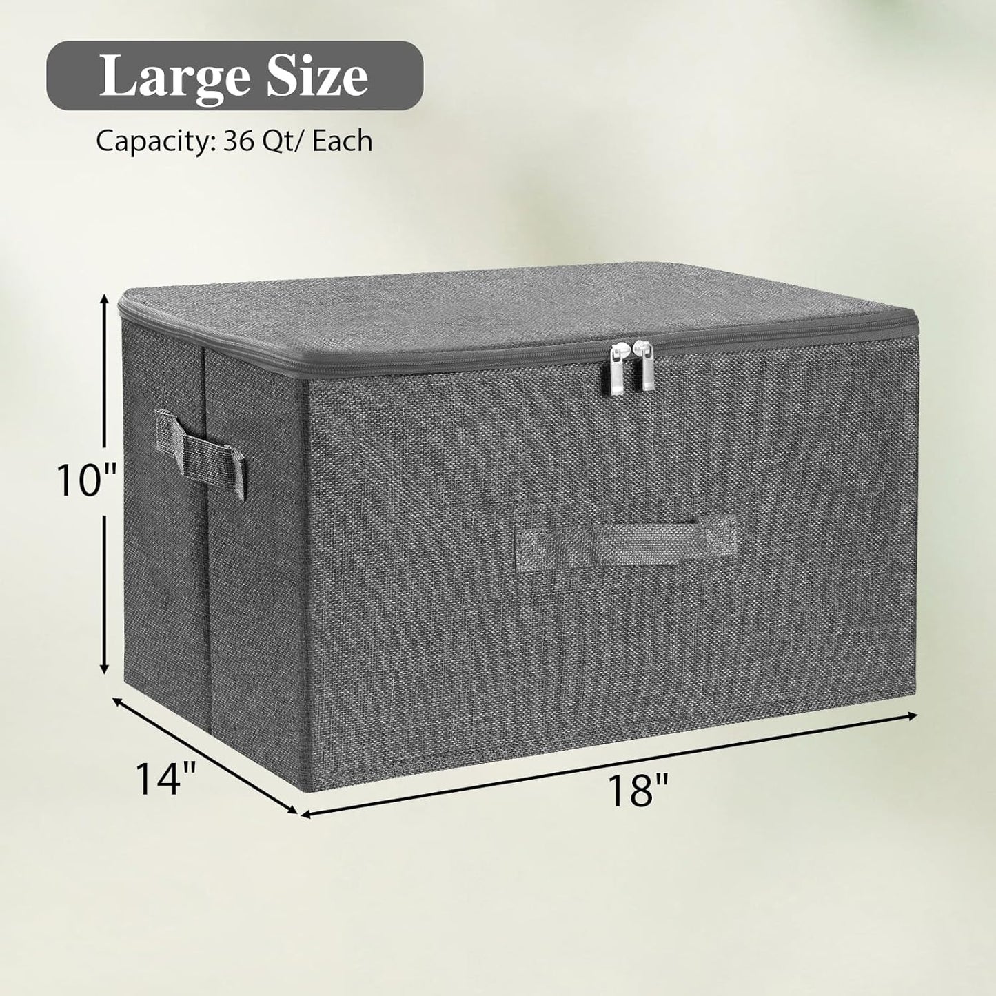 36 Closet ANMINY Storage Bins with Zipper Lids Qt Lidded Fabric Storage Boxes Baskets Cubes with Handles Collapsible