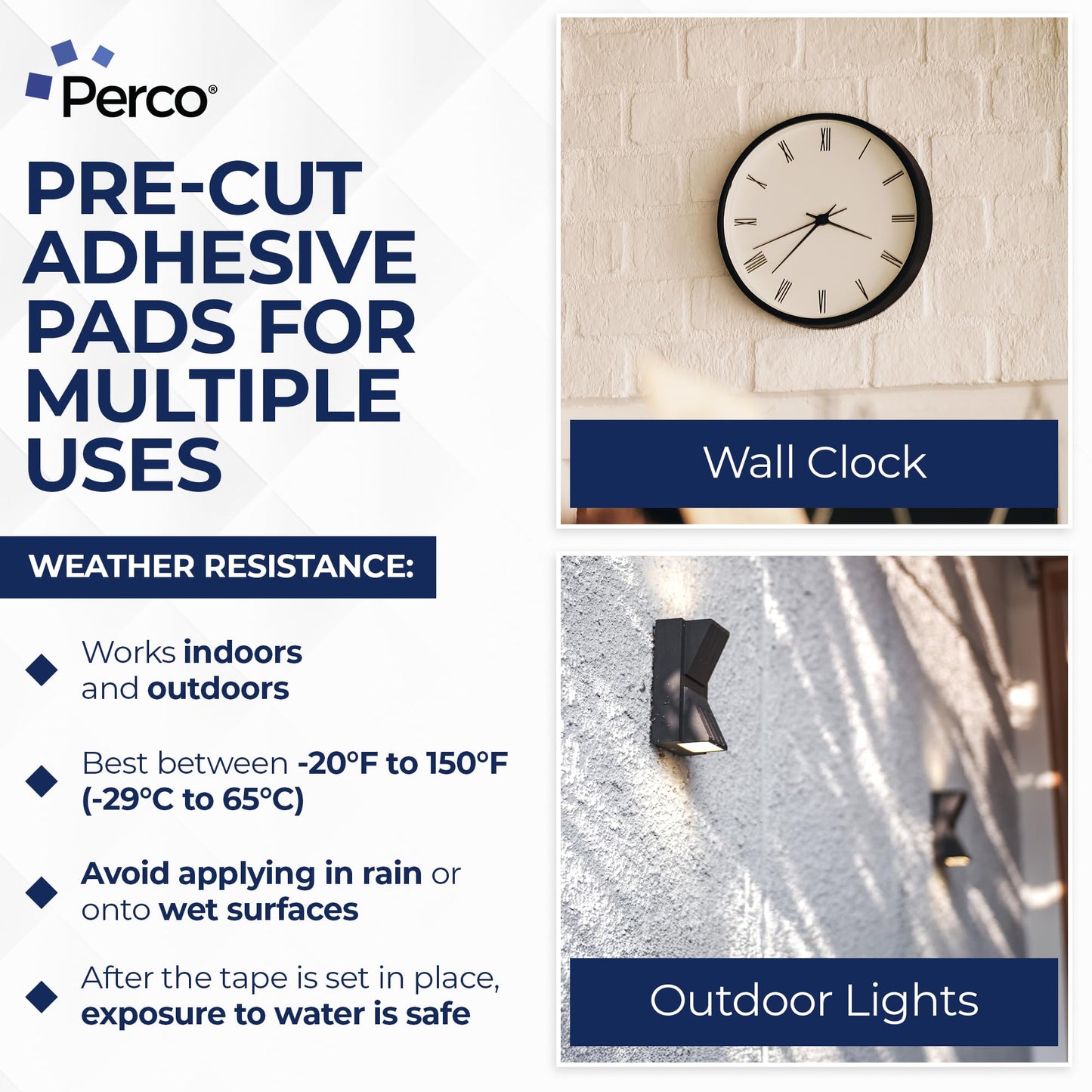 Perco Double Sided Tape Squares, Clear Nano Tape, 95 Pre-Cut Mounting Squares – 50 1"x1", 30 2"x2", 15 3"x3" – Multi-Size Adhesive for Wall Décor, Crafts, DIY, Office, Home Use, Multi-Purpose Projects