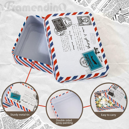 Framendino, 10 Pack Metal Tin Plate Empty Boxes Trinket Jewelry Coin Box with Lid for Candy