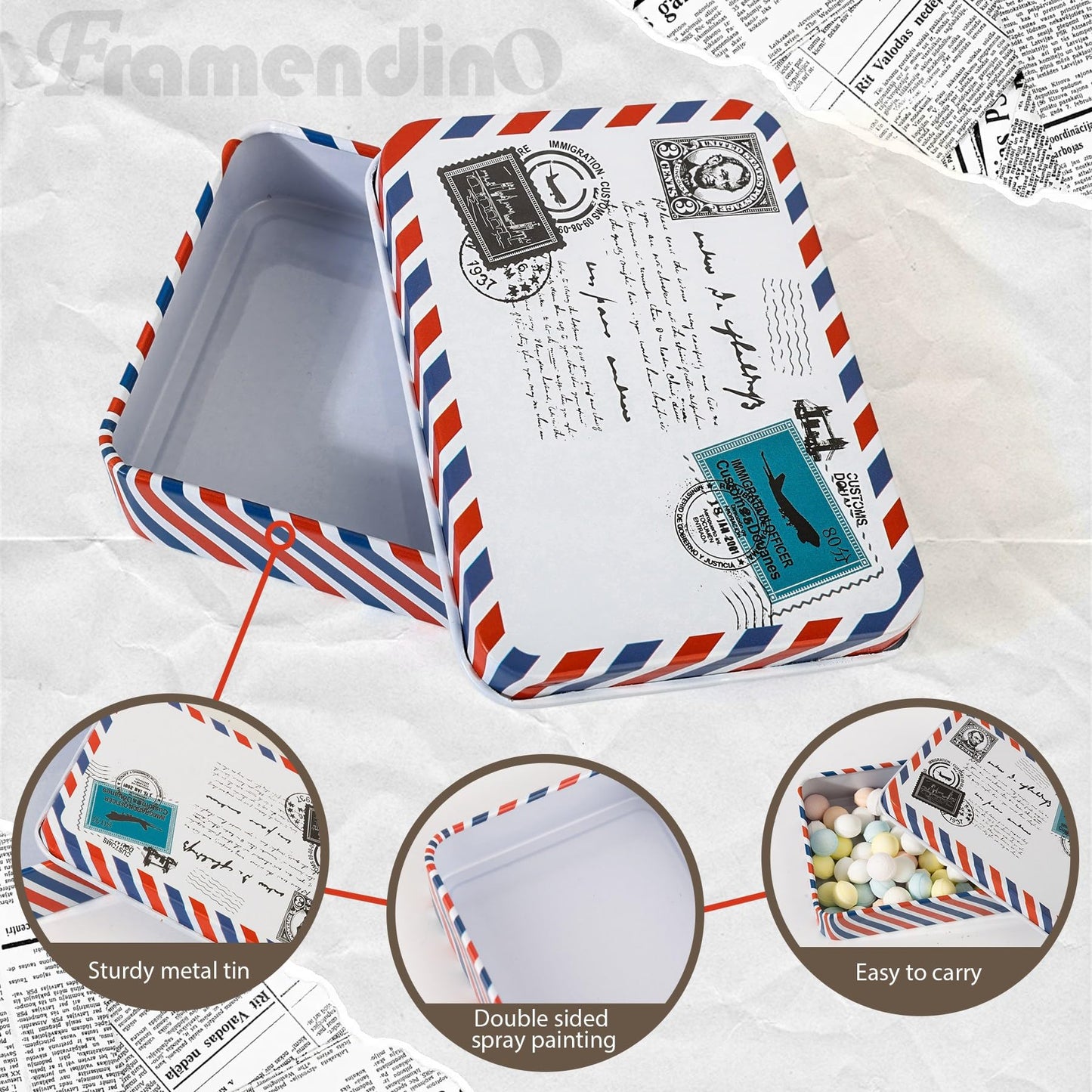 Framendino, 10 Pack Metal Tin Plate Empty Boxes Trinket Jewelry Coin Box with Lid for Candy