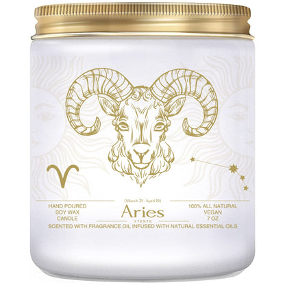 YTENTE Aries Zodiac Sign Candles Gift, Zodiac Birthday Crystals Candles Jar, Astrology Lavender Scented Soy Stones Candles Best Friends Gifts for Women Men Sister Brother Funny Birthday Gift…