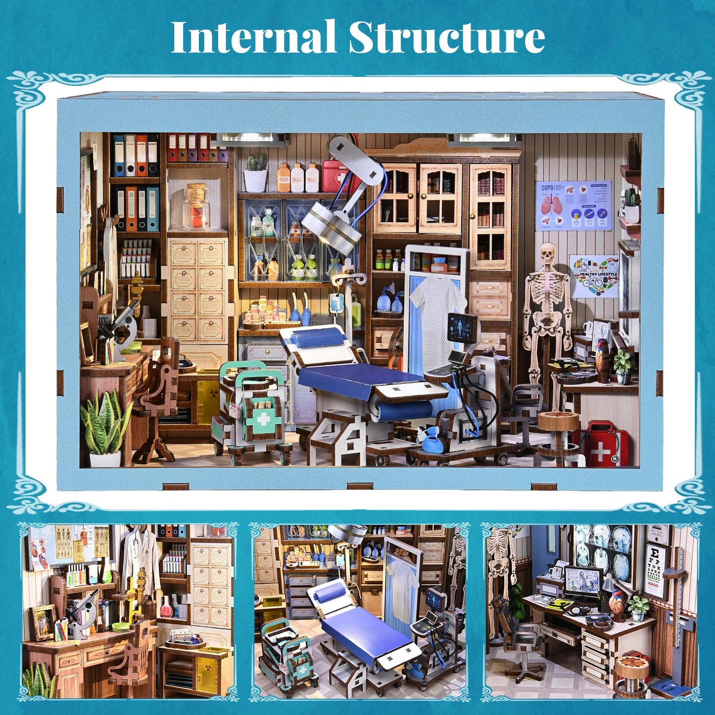 fifijoy Book Nook Kit - DIY Scene Miniature Kit, 3D Puzzle Miniature Dollhouse Booknook Kit, Bookshelf Insert Shelf Gifts for Book Lovers (Doctor's Office)