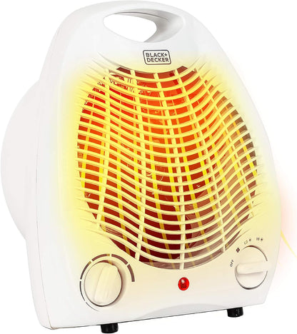 BLACK+DECKER Space Heater - Personal Heater for Office Desk, 3 Settings, Adjustable Thermostat, Black & White
