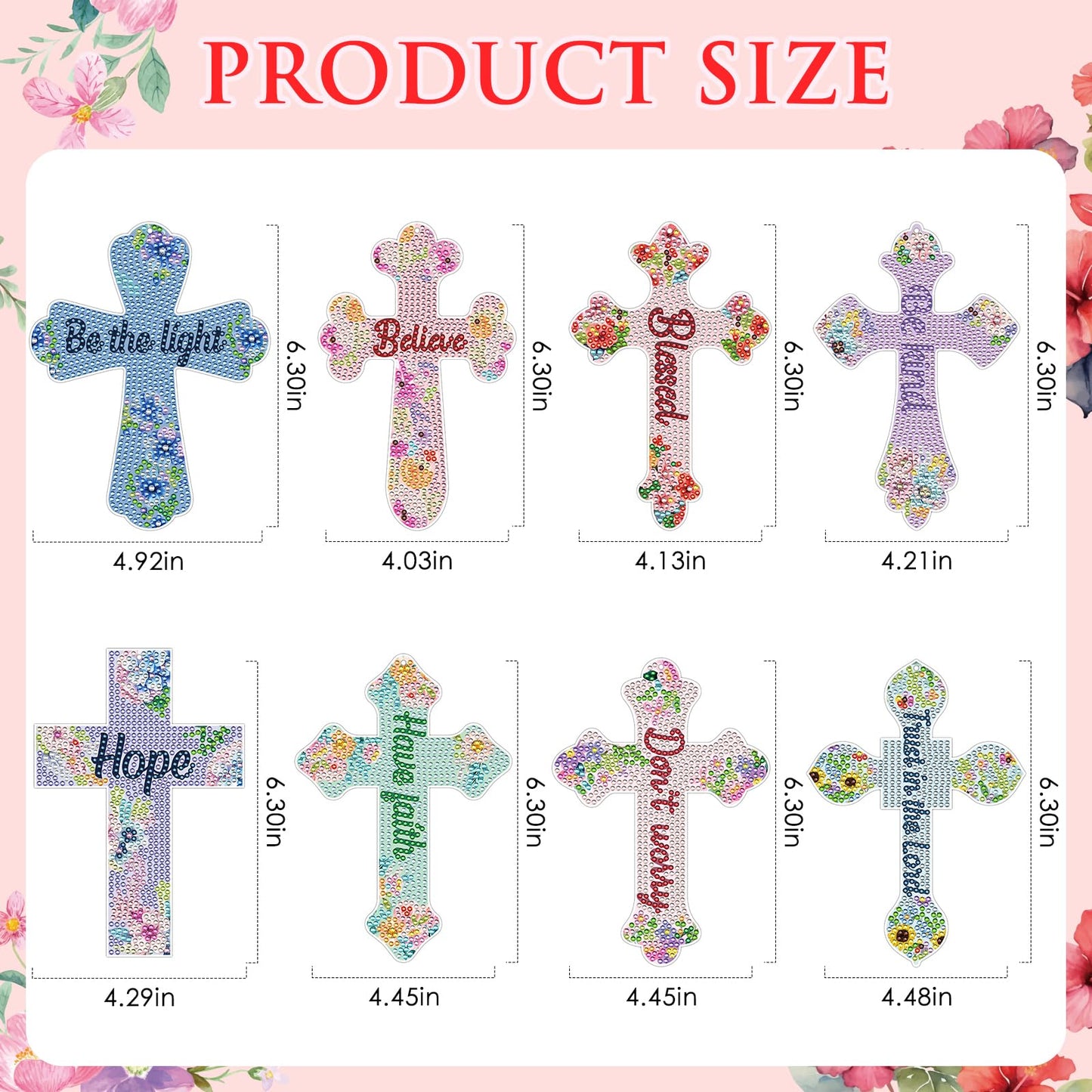 INCOK Cross Diamond Painting Bookmarks - 8PCS 5D Diamond Art Bookmark Kits with Tassel Bible Verse Rhinestone Page Marks Inspirational Christian Bookmarks for Reading Lover Book Decor DIY Crafts Gift