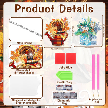 GlikCeil Flowers 12 Pcs Seasonal Diamond Art Hanging Ornaments 5d DIY Diamond Painting Wreath Kits for Wall Door Decor Holiday Year-Round Seasonal Signs for Home Decoration