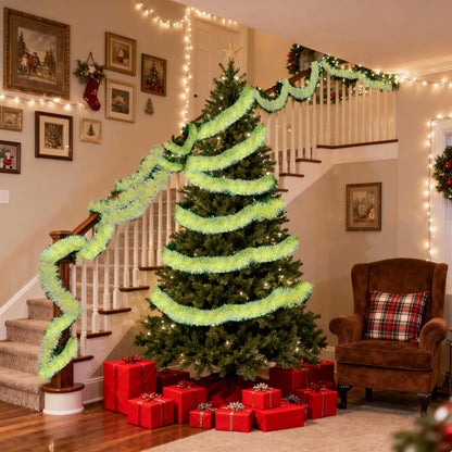 JXITON 33FT Christmas Tinsel Garland Lime Green Metallic Hanging Twisted Garland for Christmas Tree Fireplace Mantle Xmas Party Home Decoration
