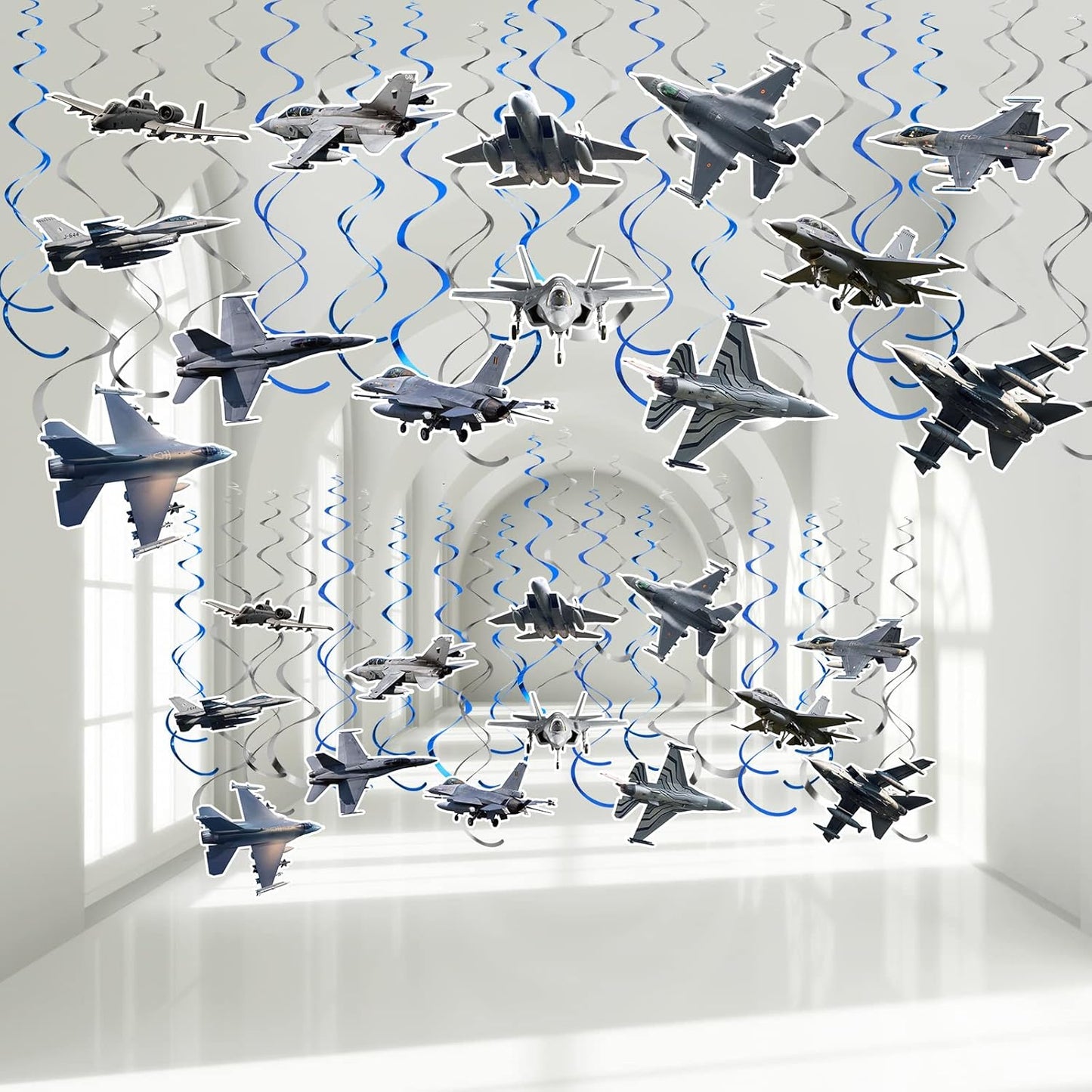 26 Pieces Airplane Hanging Swirl Decoration Hanging Swirls Supplies Cool Plane Hanging Swirl Streamers Aircraft Ceiling