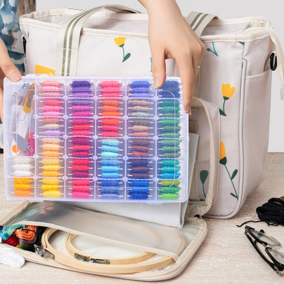 Peirich Embroidery Kits Storage Bag, Portable Craft Carry Case, Sewing Kits Embroidery Supplies Storage Bag and Embroidery Project Carrying Bag (Bag Only) for Beginner, Adults