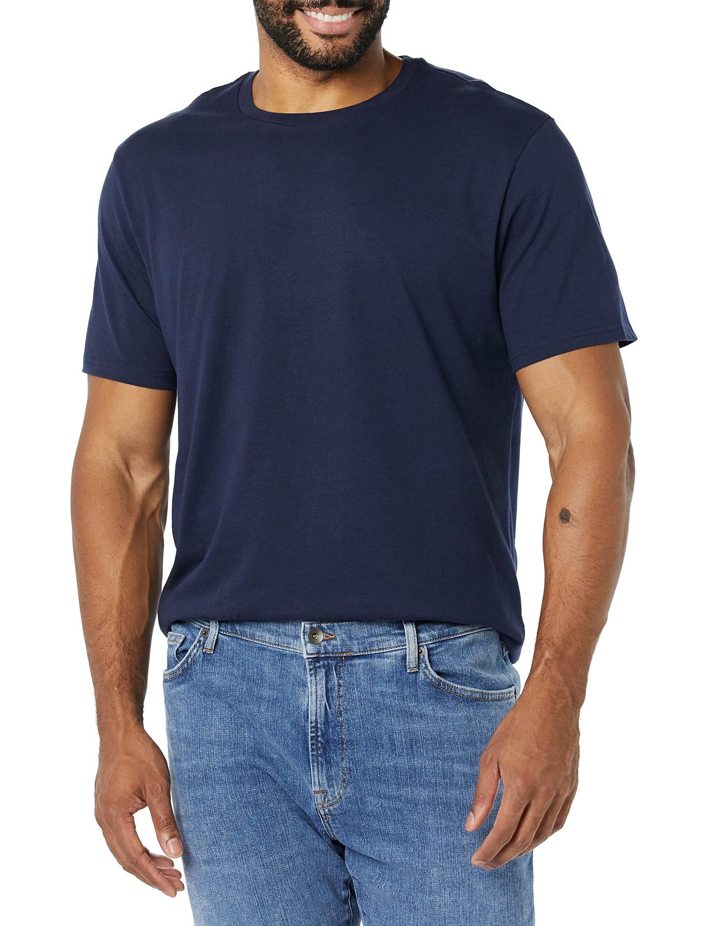 Amazon Essentials Men's Short Sleeve T-Shirts, Slim-Fit, Crewneck, Pack of 2, Dark Blue/Navy, XX-Large