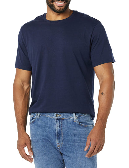 Amazon Essentials Men's Short Sleeve T-Shirts, Slim-Fit, Crewneck, Pack of 2, Dark Blue/Navy, XX-Large