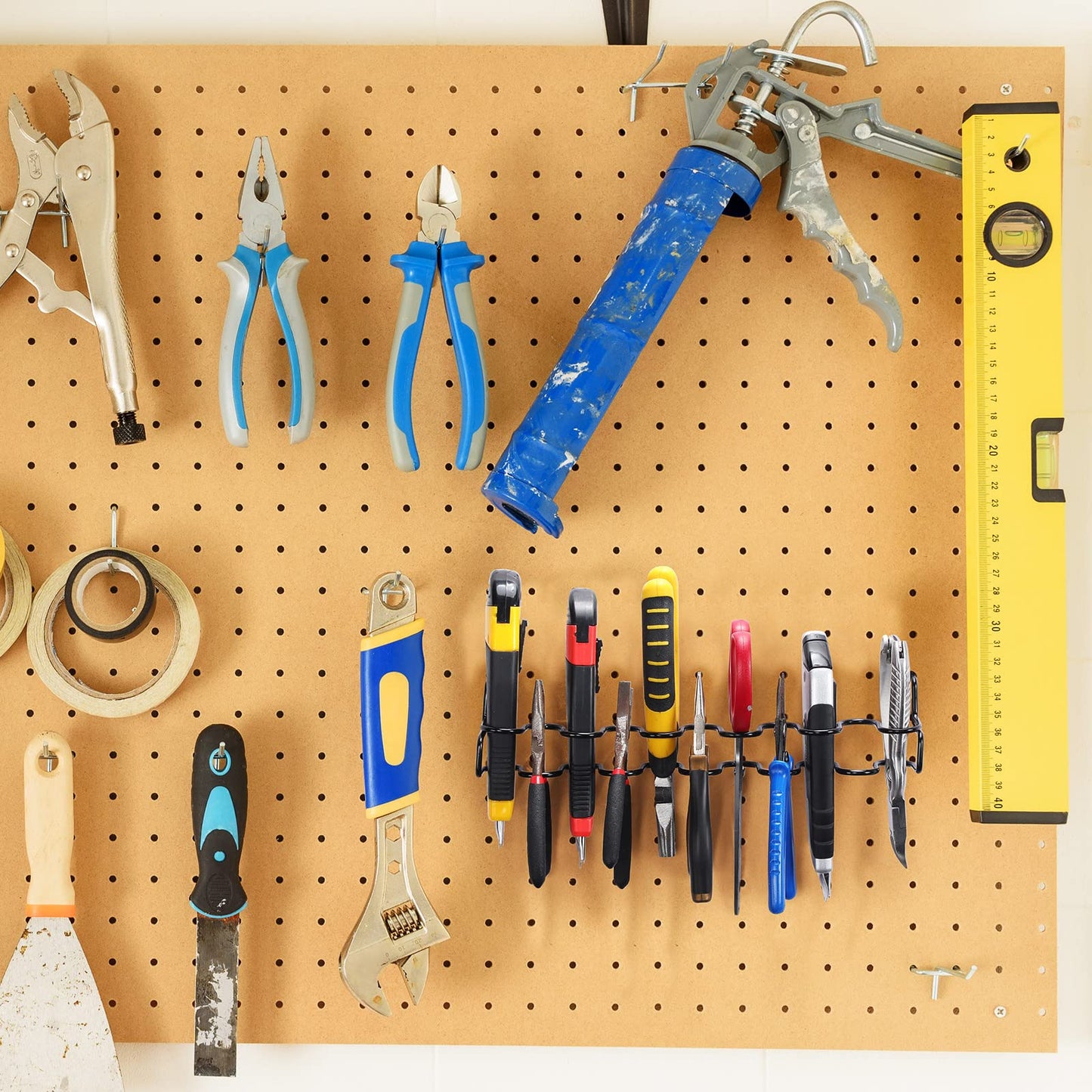 Hanaive 4 Pieces Pegboard Pliers Holder, Holds 11 Plier Per Rack, Steel Pegboard Hooks Pliers Peg Board Organizer Accessories Organizer for Workbench Garage Tool Shed Craft Room(Black)