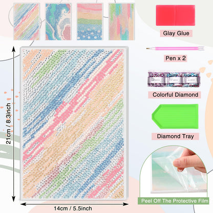 Mooliwe 4 Pcs Diamond Painting Notebook for Adults, Diamond Art Journal DIY Art Kits Sets A5 Leather Painting Sketchbook Christmas Gifts for Adults Beginners(Watercolor)