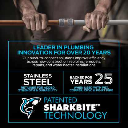 SharkBite Max 1/2 x 1/2 Inch Ball Valve, Push To Connect Brass Water Shut-Off Plumbing Fitting, UR22222