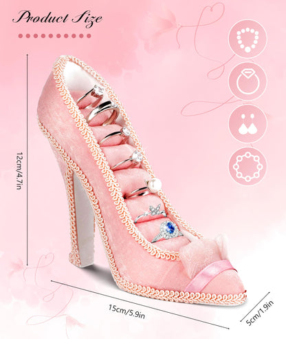 TRTYEF Jewelry Display Stand, Earring Necklace Ring Holder, Model Dress High heeled Shoes Earring Necklace Ring Jewelry Holder Stand Display (Pink)