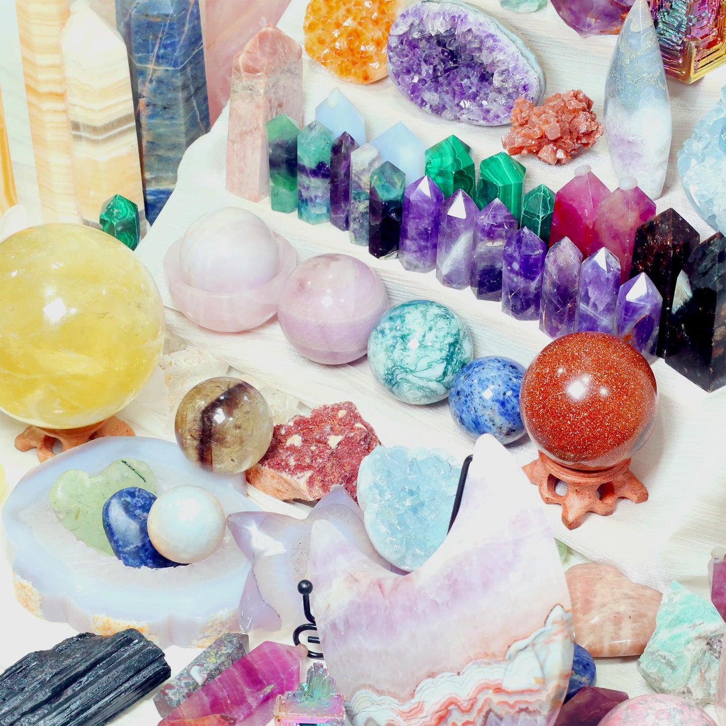 CrystalHola 6lb Mystery Crystal Box, Randomly Selected with Polished Natural Crystal, Including Sphere, Tower, Freeform Crystals for Home Office Decoration, Birthday Gifts