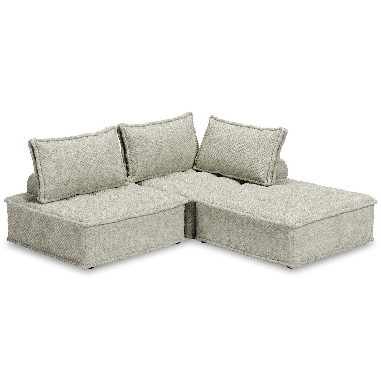 Signature Design by Ashley Bales Casual L-Shaped Modular Tufted 3-Piece Modular Seating with Non-Slip Decking, Beige