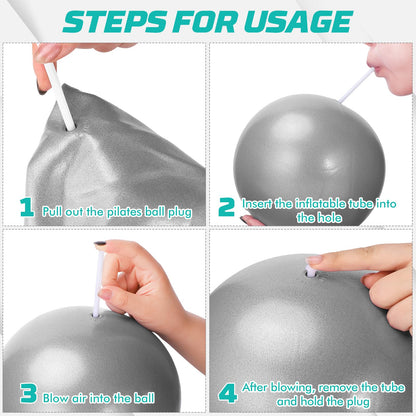 Pilates Ball, 9 Inch Small Exercise Mini Soft Workout Yoga Ball with Exercise Guide, for Home Gym Yoga, Pilates, Core Training, Workout, Balance, Stability