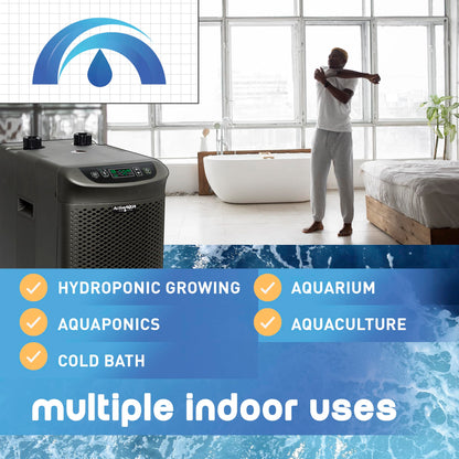 Active Aqua 0.5 HP Water Chiller with Boost | Cold Plunge & Ice Bath Cooler | Rapid Digital Temp Control | Fresh & Salt Water, Hydroponics, Aquariums | 90–172 Gal (0.5 HP)