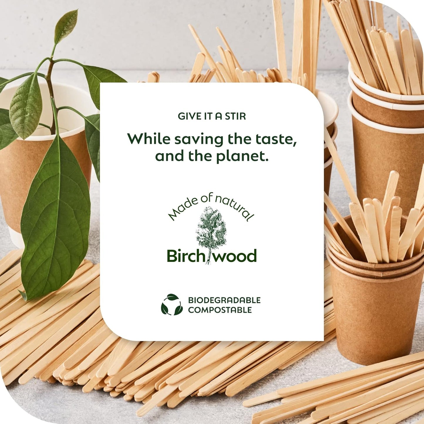 Birch Wood Coffee/Beverage Stirrers 7" (1000 Pack) Eco-Friendly for Your Coffee Nook