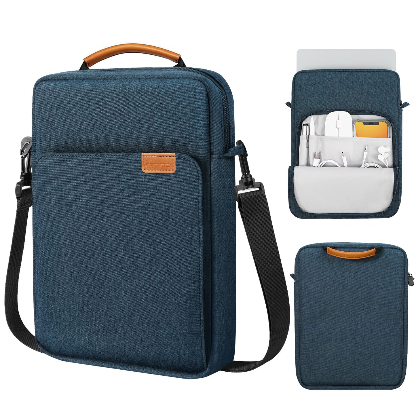 MoKo 15 Inch Laptop Sleeve Bag Fits MacBook Air 15" M2 2023, MacBook Pro 14" M2 2023, Galaxy Tab S9 Utra 14.6" 2023, Handle Carrying Case with Shoulder Strap, Indigo